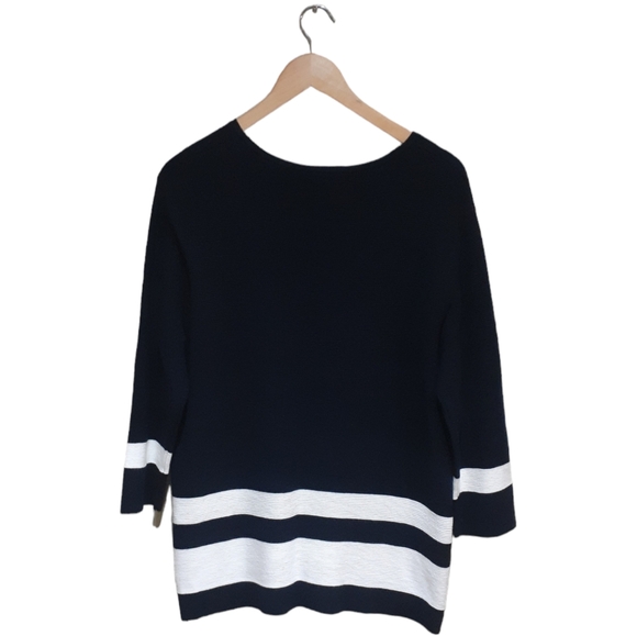 Gerry Weber Women's Stripe Block Ribbed Knit Sweater Black & White EU 44 US 14 - Picture 2 of 7